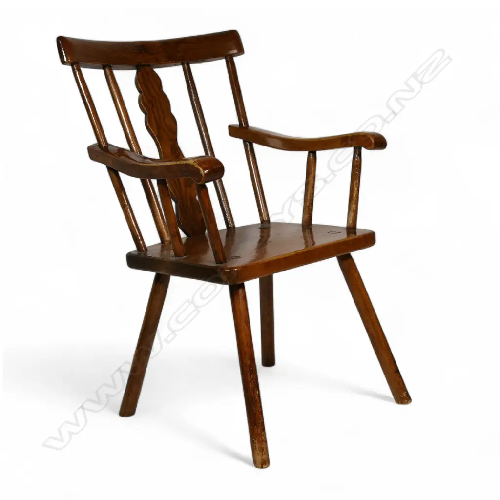A c.1840 Irish elm and beech primitive Windsor-style armchair, Image 1++